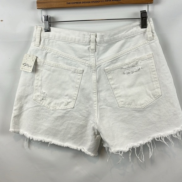 We The Free People Maggie Distressed High Low Raw Hem‎ Cutoff Shorts White Sz 28 - Picture 10 of 14